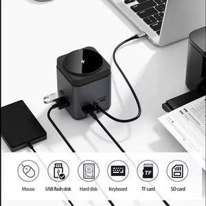 Dockingstation USB-C 9-i-1 med trådløs oplader