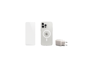 Apple iPhone 13 Pro Max Beskyttelsesbundle – Skærmbeskyttelse, MagSafe Cover & 20W Oplader (Klar)