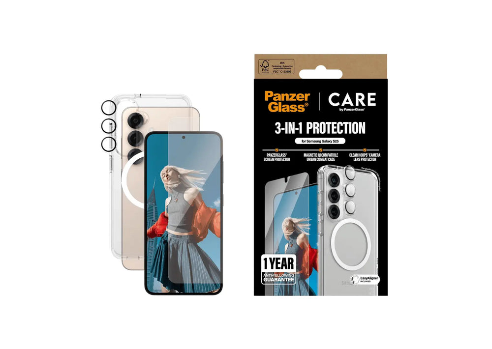 PanzerGlass® | CARE™ by PanzerGlass® 3-in-1 Pakke Samsung Galaxy S25