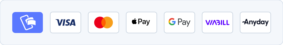 Vi accepterer betaling med bl.a. Visa, Mastercard og MobilePay